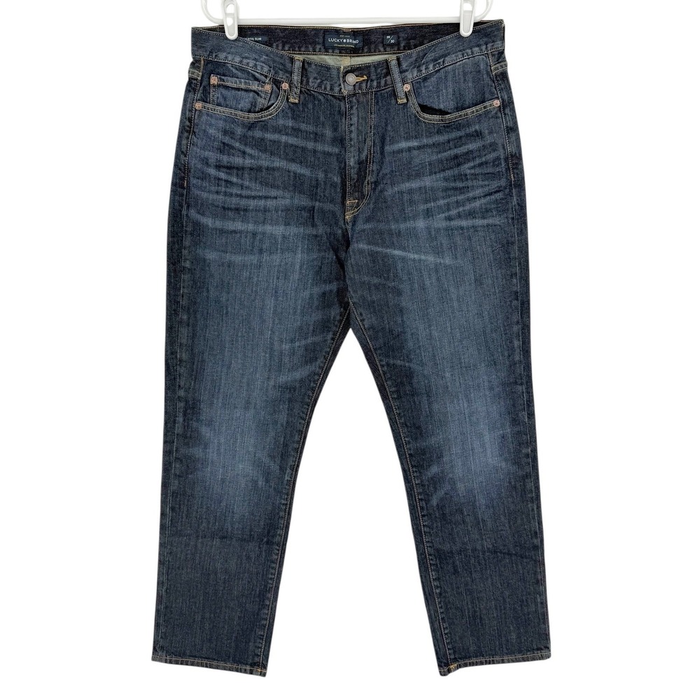 Lucky Brand Men's 410 Athletic Slim Blue Denim Jeans 36x30 Zip Closure 5-Pockets